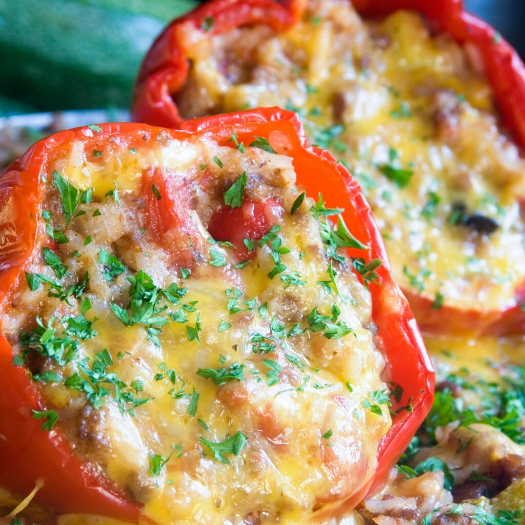 Mince stuffed peppers